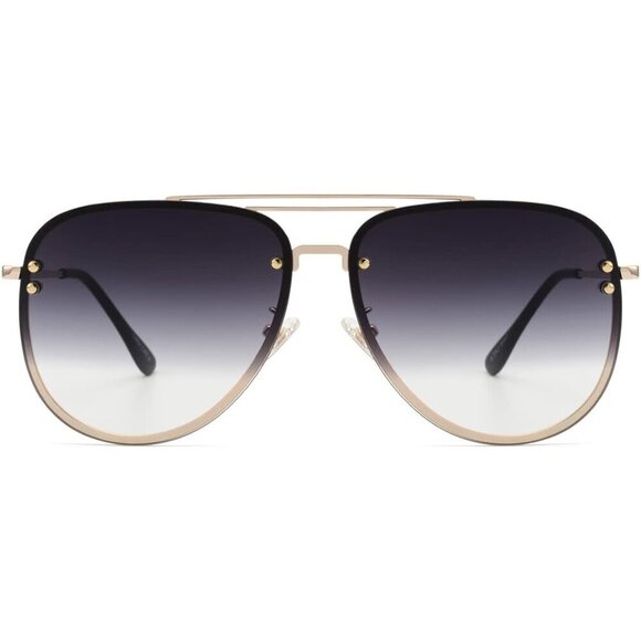 Oversized Aviator Sunglasses Women UV400 Gradient Smoke 65mm main image 5